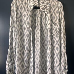 Gray and White Patterned Blouse